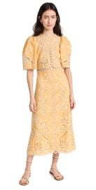 Sea Liat Embroidery Short Sleeve Dress Yellow 14 at Shopbop