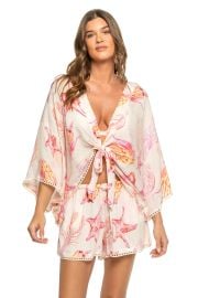Sea Life Print Kimono Sleeve Crop Top at Everything But Water