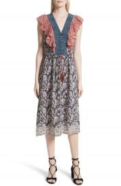 Sea Mixed Print Silk Flutter Dress at Nordstrom