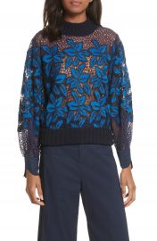 Sea Mosaic Lace Bell Sleeve Sweatshirt   Nordstrom at Nordstrom