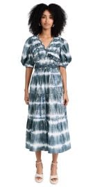 Sea Nadia Tie Dye Puff Sleeve V Neck Dress at Shopbop