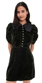 Sea Norabelle Short Sleeve Velvet Mini Dress Olive 14 at Shopbop