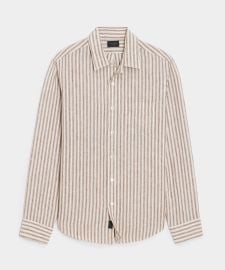 Sea Soft Linen Shirt in Khaki Stripe at Todd Snyder