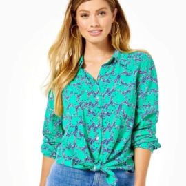 Sea View Linen Button Down Top  Lilly Pulitzer at Lilly Pulitzer