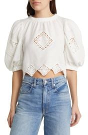 Sea Vlada Crochet Puff Sleeve Blouse at Nordstrom