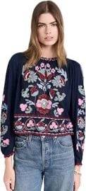 Sea Womenx27s Eclisse Embroidery Top Navy Blue Floral XL at Womens Clothing store at Amazon