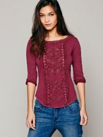 Seafoam Truly Madly Deeply Lace top in wine at Free People