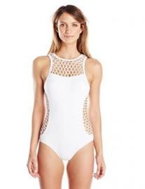 Seafolly Womenand39s Mesh About High Neck One Piece Swimsuit at Amazon