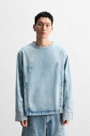 Seamed Denim Sweatshirt at Zara