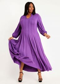 Seamed Poet Sleeve Knit Maxi Dress by Ashley Stewart at Ashley Stewart