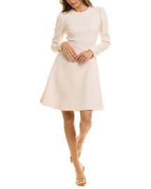 Seamed Wool Blend A Line Dress by Lela Rose at Shop Simon