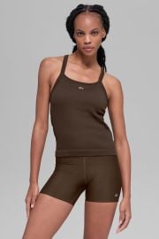 Seamless Ribbed Favorite Full Length Bra Tank - Espresso ALO at Alo Yoga