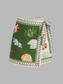 Seashell Print Wrap Mini Skirt COMMENSE at Commense