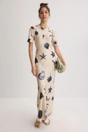 Seashells Short Sleeve Bias Dress by Silk Laundry Rent the Runway at Rent the Runway