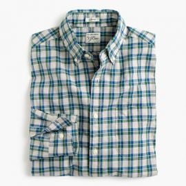 Secret Wash shirt in heather poplin plaid in Oatmeal at J. Crew