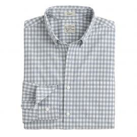 Secret Wash shirt in stone blue gingham in grey at J. Crew