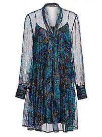 See by Chlo   - Floral Tie-Neck Chiffon-Silk Long-Sleeve Mini Shirtdress at Saks Fifth Avenue