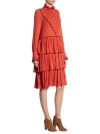 See by Chlo  - Pleated Bib Ruffle Midi Dress at Saks Fifth Avenue