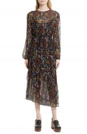 See by Chlo   Floral Print Metallic Silk Midi Dress at Nordstrom