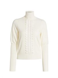 See by Chlo Lace Trim Knit Turtleneck  SaksFifthAvenue at Saks Fifth Avenue