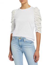 See by Chloe Crewneck Ruched 3 4-Sleeve T-Shirt at Neiman Marcus