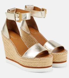 See by Chloe Glyn Metallic Leather Espadrille Wedges at Mytheresa