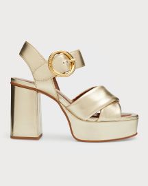 See by Chloe Lyna Metallic Crisscross Platform Sandals at Neiman Marcus