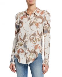 See by Chloe Paisley-Print Long-Sleeve Button-Up Blouse at Neiman Marcus