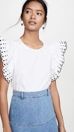 See by Chloe Ruffle Sleeve Embroidered Tee at Shopbop