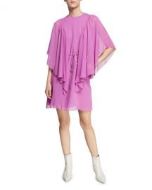 See by Chloe Ruffled Tie-Waist Cape-Sleeve Short Dress at Neiman Marcus