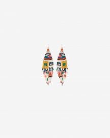 Seed Bead Southwest Color Block Fringe Drop Earrings at Express