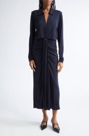 Seferina Ruched Detail Long Sleeve Shirtdress at Nordstrom