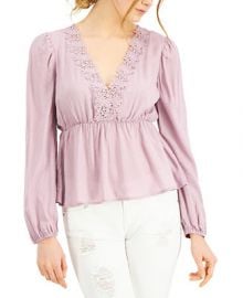 Self Esteem Juniors Lace-Trimmed Empire-Waist Top  Reviews - Tops - Juniors - Macys at Macys