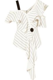 Self-Portrait - Asymmetric striped crepe top at Net A Porter