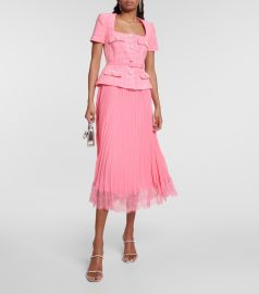 Self-Portrait - Boucl and chiffon midi dress at Mytheresa