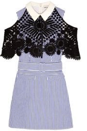 Self-Portrait   Guipure lace-paneled striped cotton-poplin mini dress at Net A Porter