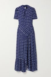 Self-Portrait - Ruched printed crepe midi dress at Net A Porter