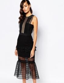 Self Portrait  Self Portrait Frilled Column Dress at Asos