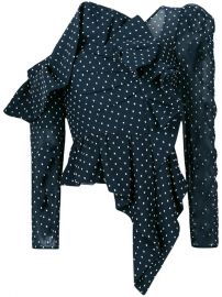 Self-Portrait Asymmetric Polka Dot Blouse at Farfetch