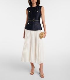 Self Portrait Belted Mixed Media Midi Dress at Mytheresa