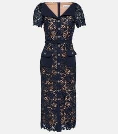 Self Portrait Belted crystal embellished guipure lace midi dress at Mytheresa