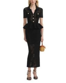 Self-Portrait Black Bow Crochet Midi Dress Bloomingdales at Bloomingdales