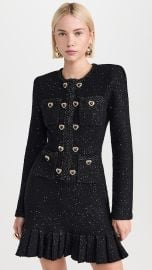 Self Portrait Black Buttoned Knit Mini Dress at Shopbop