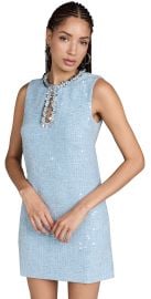 Self Portrait Blue Sequin Boucle Mini Dress Blue 4 at Shopbop