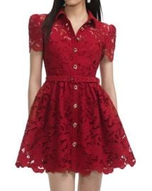 Self-Portrait Burgundy Lace Collared Mini Dress Bloomingdale39s at Bloomingdales