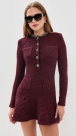 Self Portrait Burgundy Textured Knit Embellished Mini | Shopbop at Shopbop