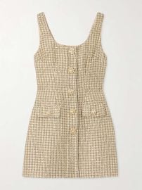 Self Portrait Checked metallic Boucl tweed Mini Dress at Net a Porter