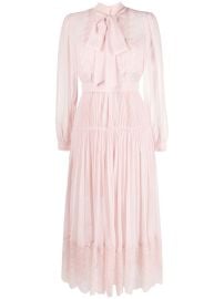 Self-Portrait Chiffon Trimmed Midi Dress - at Farfetch