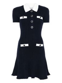 Self-Portrait Collared button-detail Mini Dress | Blue | FARFETCH at Farfetch
