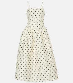 Self Portrait Cream Polka Dot Taffeta Midi Dress at Mytheresa